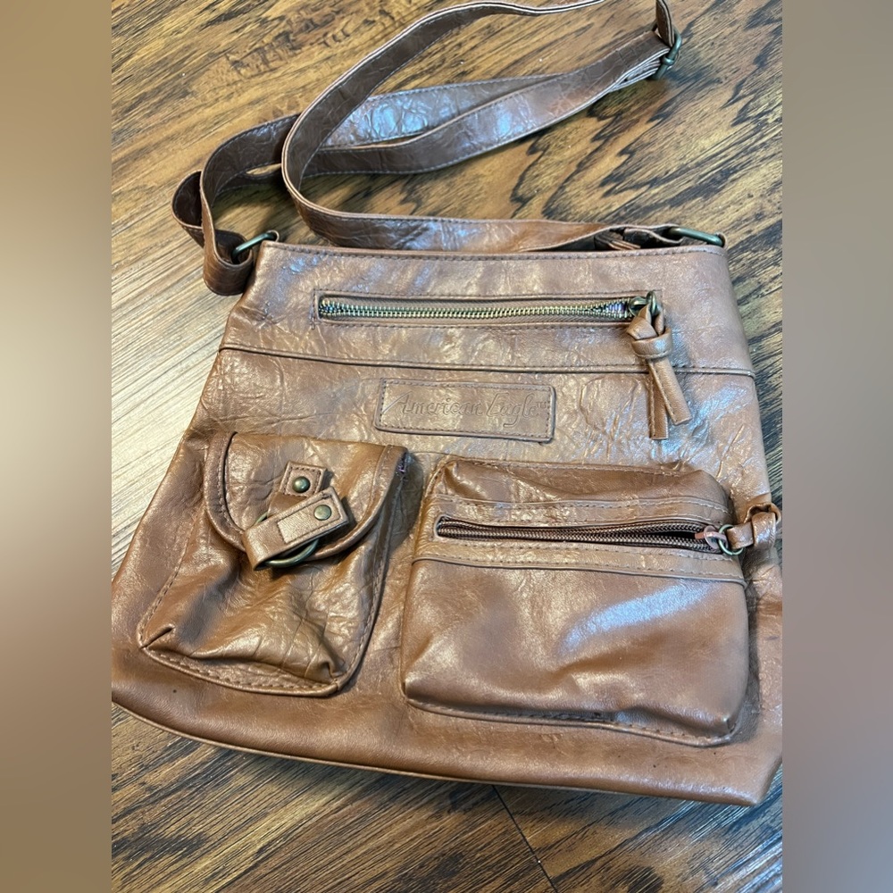 Brown leather American eagle purse